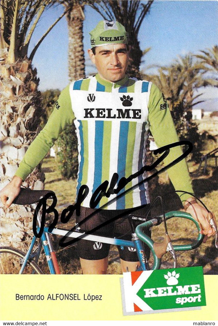 CARTE CYCLISME BERNARDO ALFONSEL SIGNEE TEAM KELME 1985 - Ciclismo