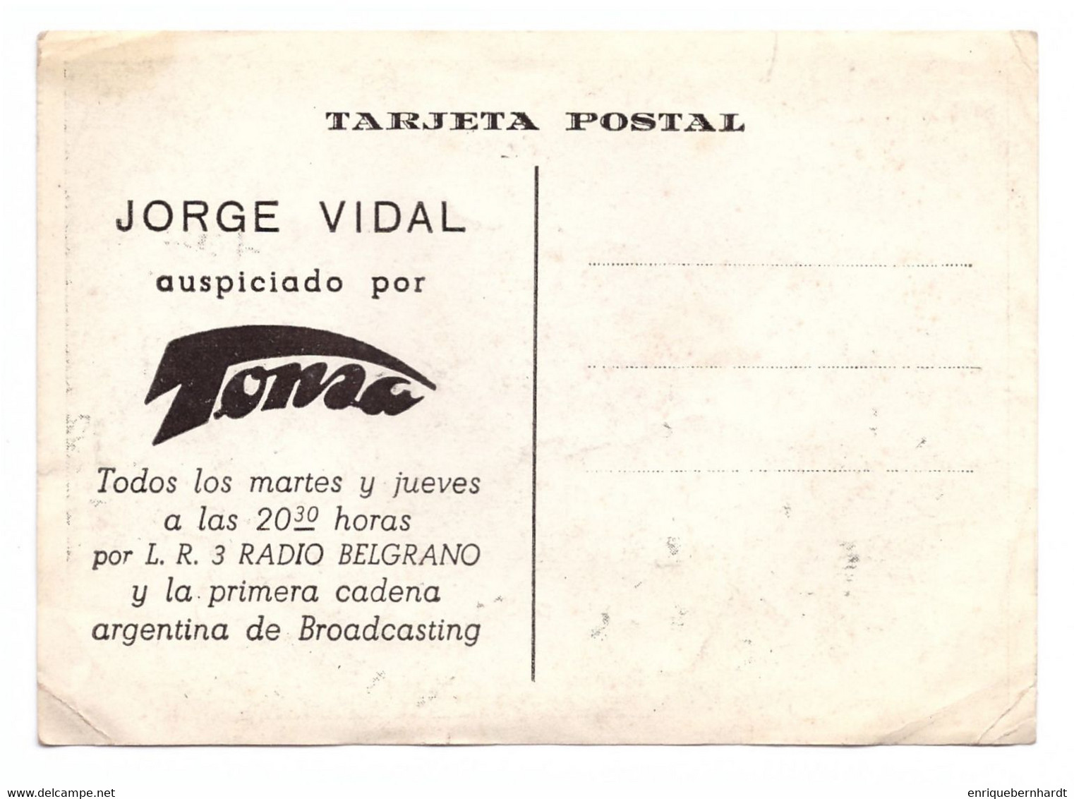 TANGO ARGENTINO // JORGE VIDAL // TARJETA POSTAL PUBLICITARIA - Photographs