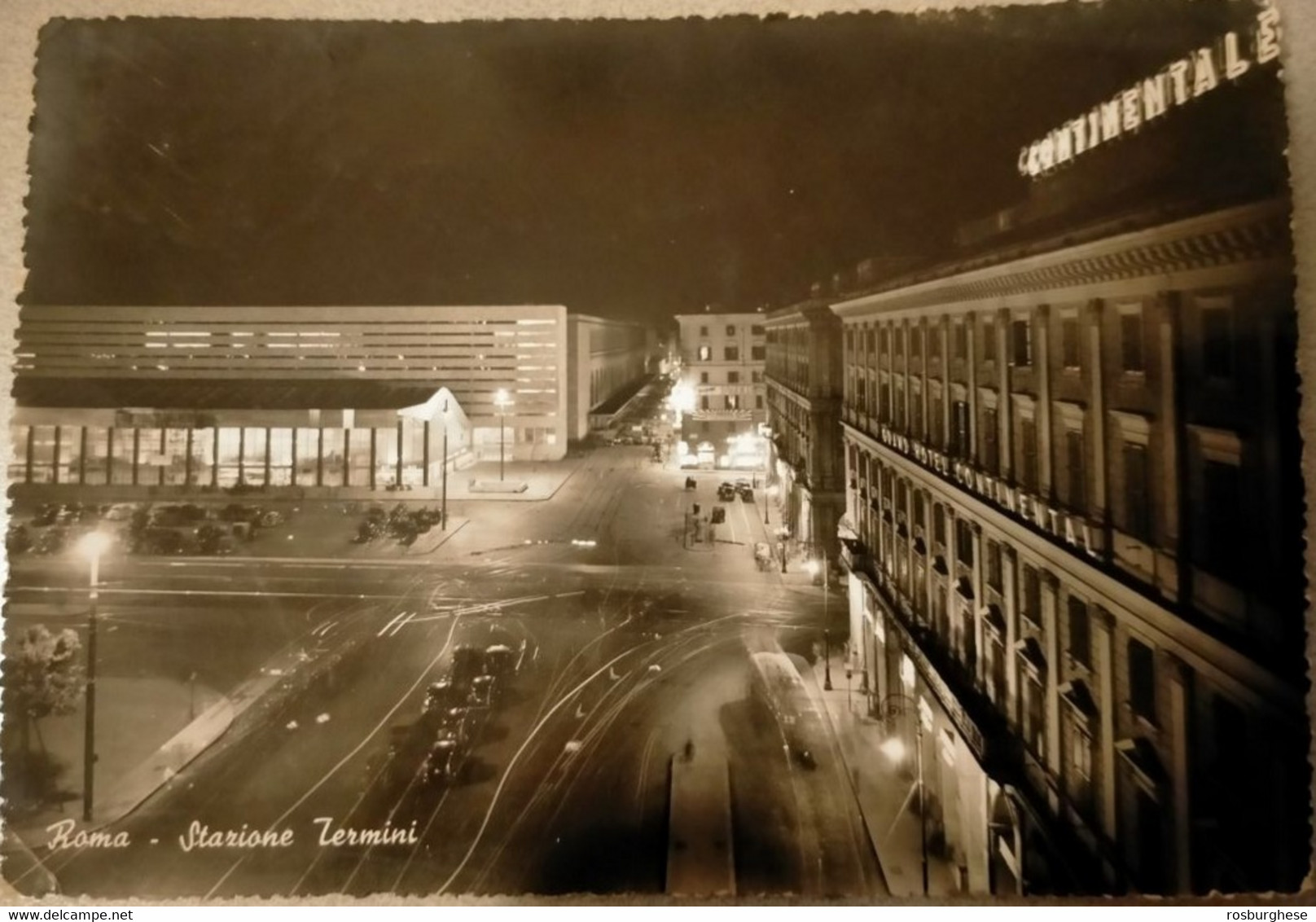 Cartolina Roma Stazione Termini Di Notte FG VG 1953 - Stazione Termini