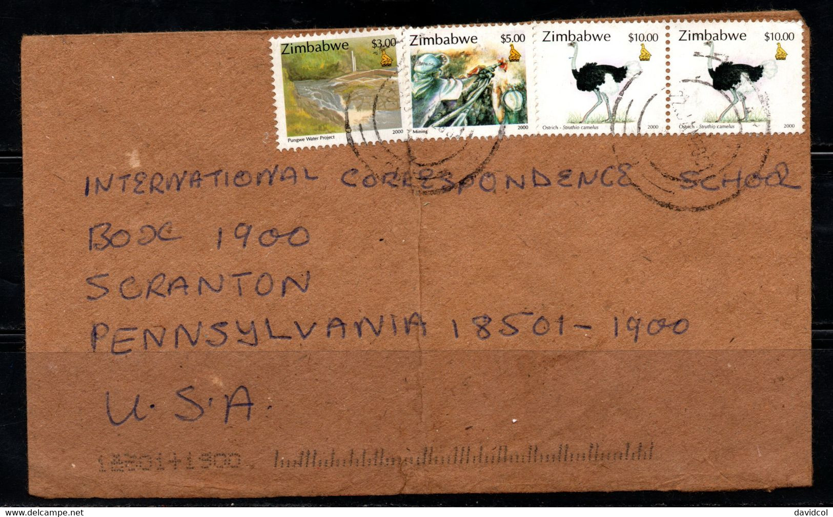 CA329- COVERAUCTION!!! - ZIMBABWE - COVER TO USA - BIRDS - 2001 - OSTRICH - Ostriches
