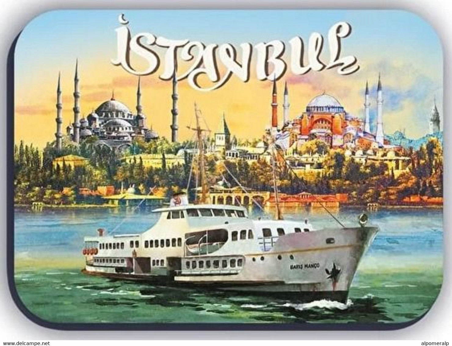 Istanbul Magnet, Ferry, Mosque, Hagia Sophia, Tourism, Ship, 5 X 7cm, Thickness 3mm - Autres & Non Classés