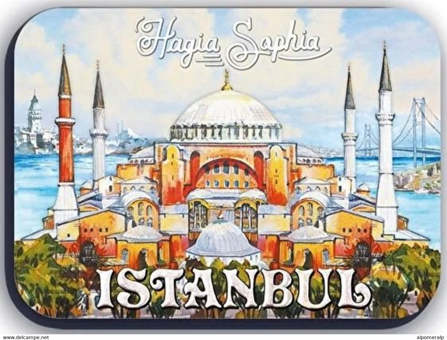 Istanbul Magnet, Hagia Sophia, Mosque, Istanbul Bridge, Bosphorus, Tourism, 5 X 7cm, Thickness 3mm - Autres & Non Classés
