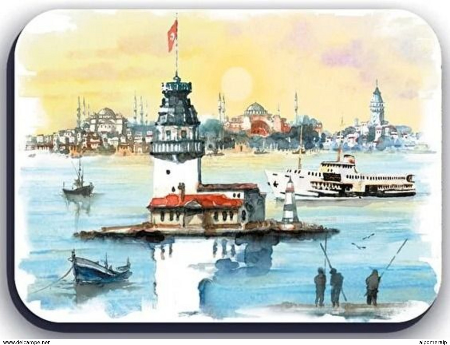 Istanbul Magnet, Ferry, Maiden's Tower, Ship, Lighthouse, Mosque, Galata Tower, Tourism, Fishermen, Fishing Boat, 5x7cm - Other & Unclassified