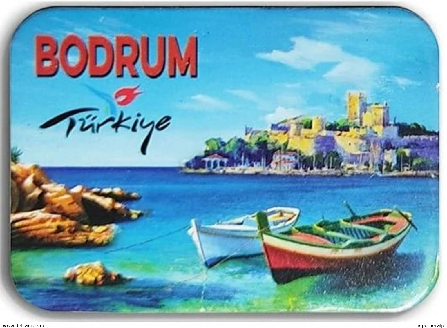 Magnet, Bodrum Beach, Fishing Boat, Bodrum Castle, Tourism 4,5 X 6,5 Cm, Thickness 3mm - Other & Unclassified