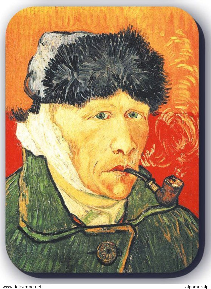 Magnet, Vincent Van Gogh Painting "Self Portrait" | Pipe, 5 X 7cm, Thickness 3mm - Andere & Zonder Classificatie