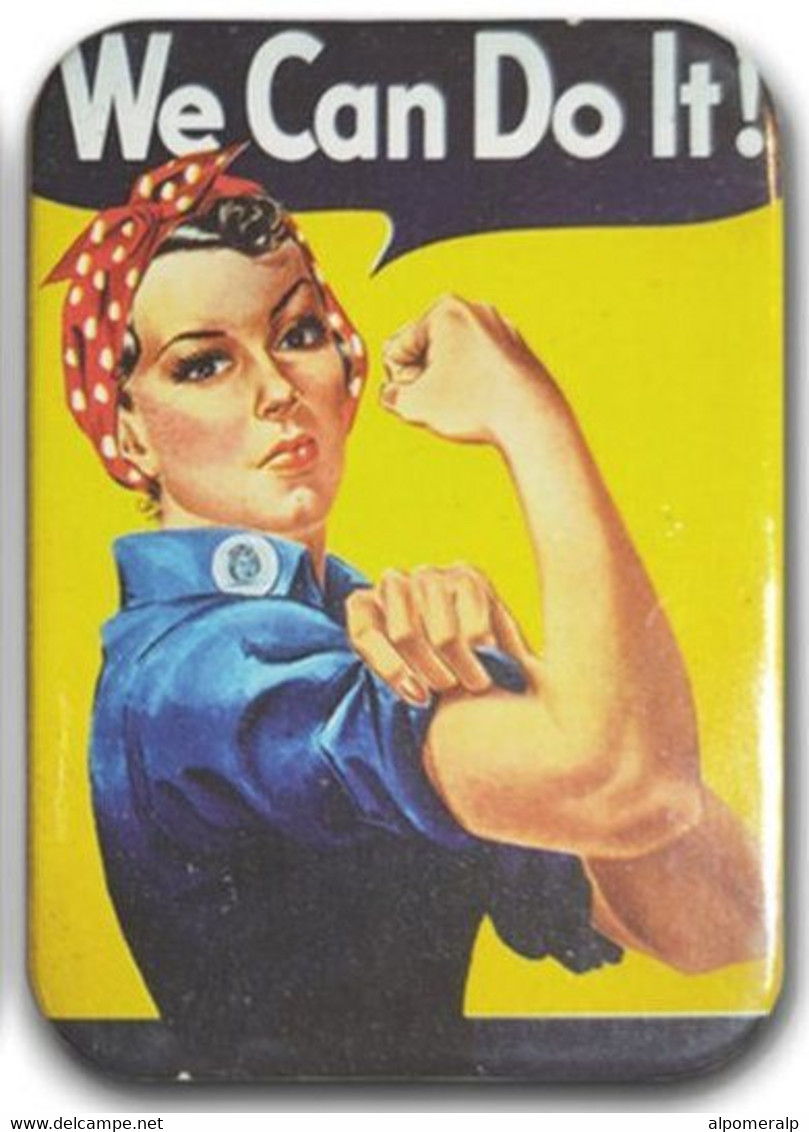 Magnet "We Can Do It!" Woman Figure 4,5 X 6,5 Cm, Thickness 3mm - Autres & Non Classés