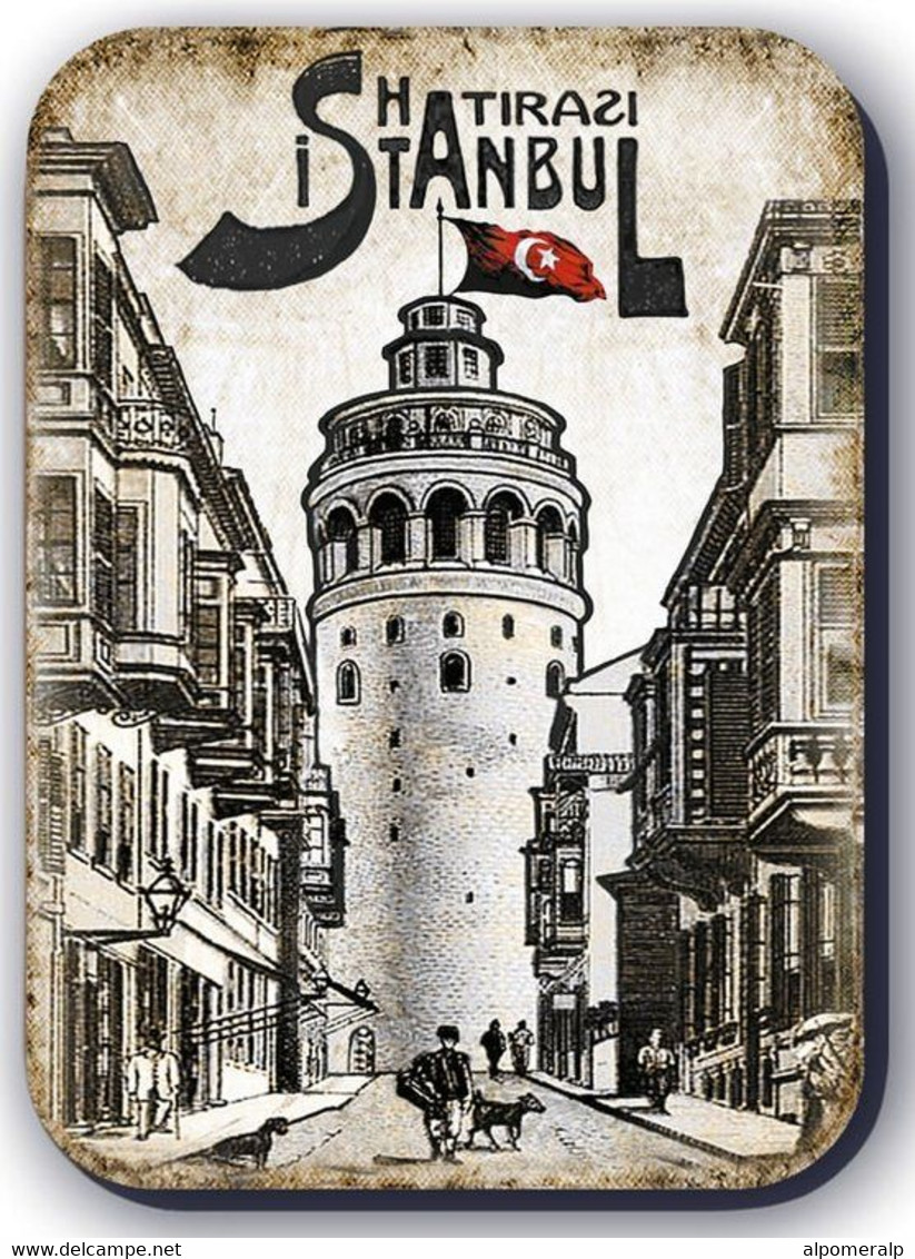 Retro Magnet, Galata Tower, Old Istanbul Houses, 5 X 7cm, Thickness 3mm - Other & Unclassified