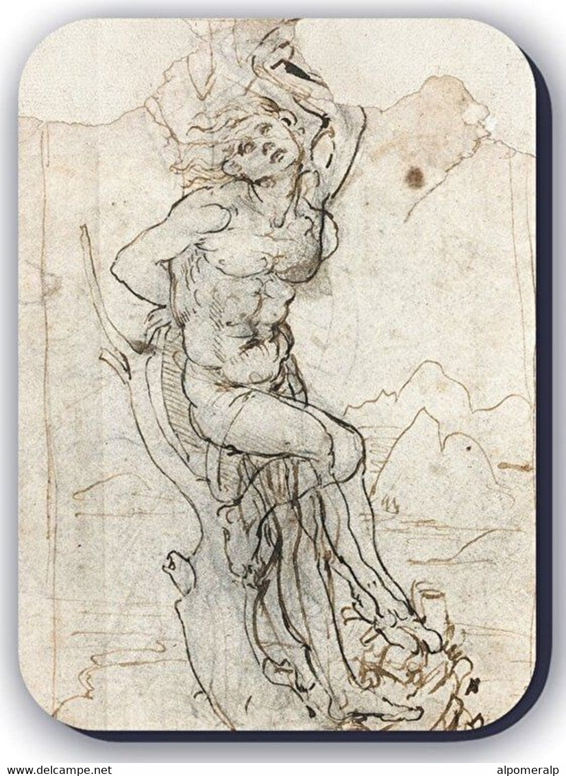 Magnet, Leonardo Da Vinci Sketch Drawing, The Martyrdom Of Saint Sebastian, 5 X 7cm, Thickness 3mm - Autres & Non Classés