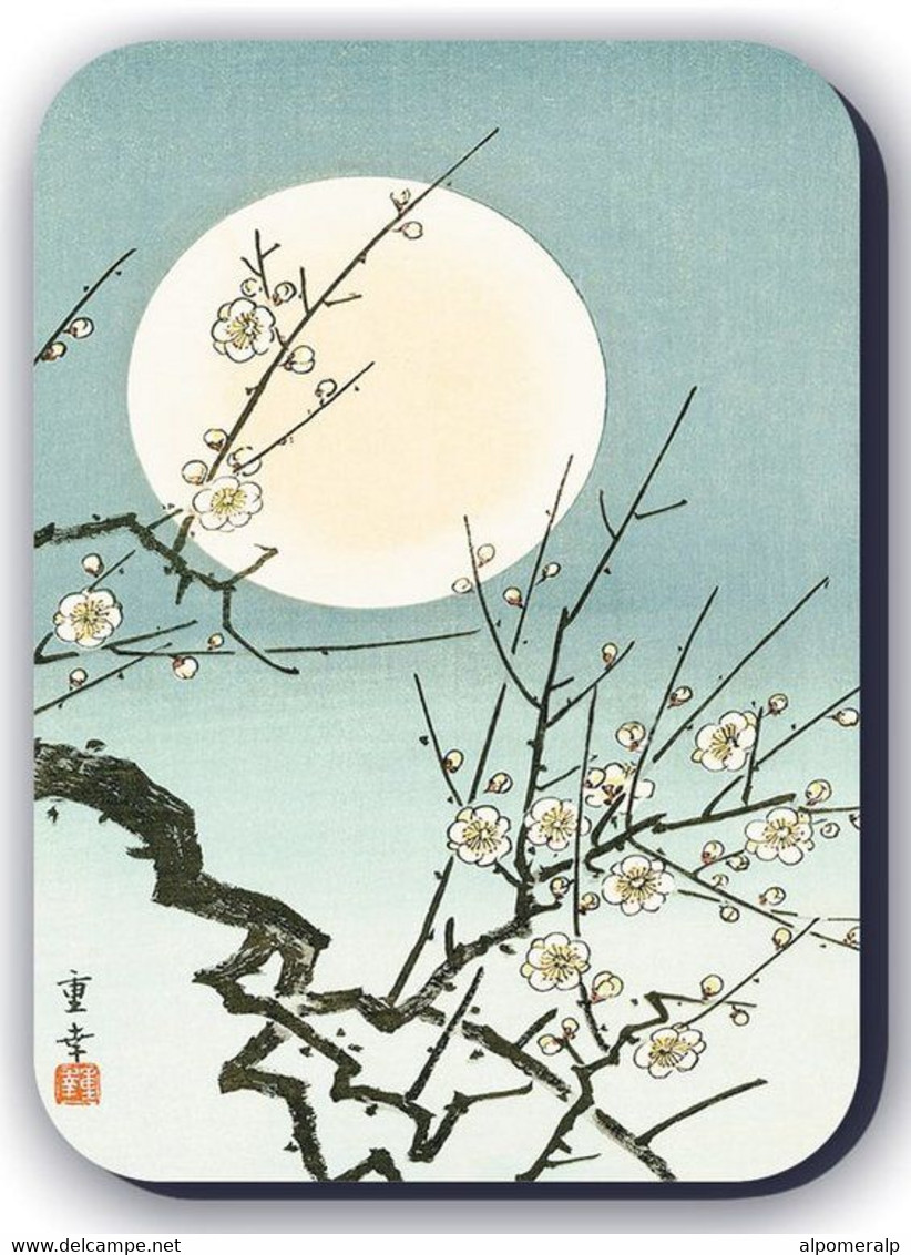 Magnet, Art, Shin Hanga Japanese Prints, Moon Blossom By Kawase Hasui, 5 X 7cm, Thickness 3mm - Autres & Non Classés