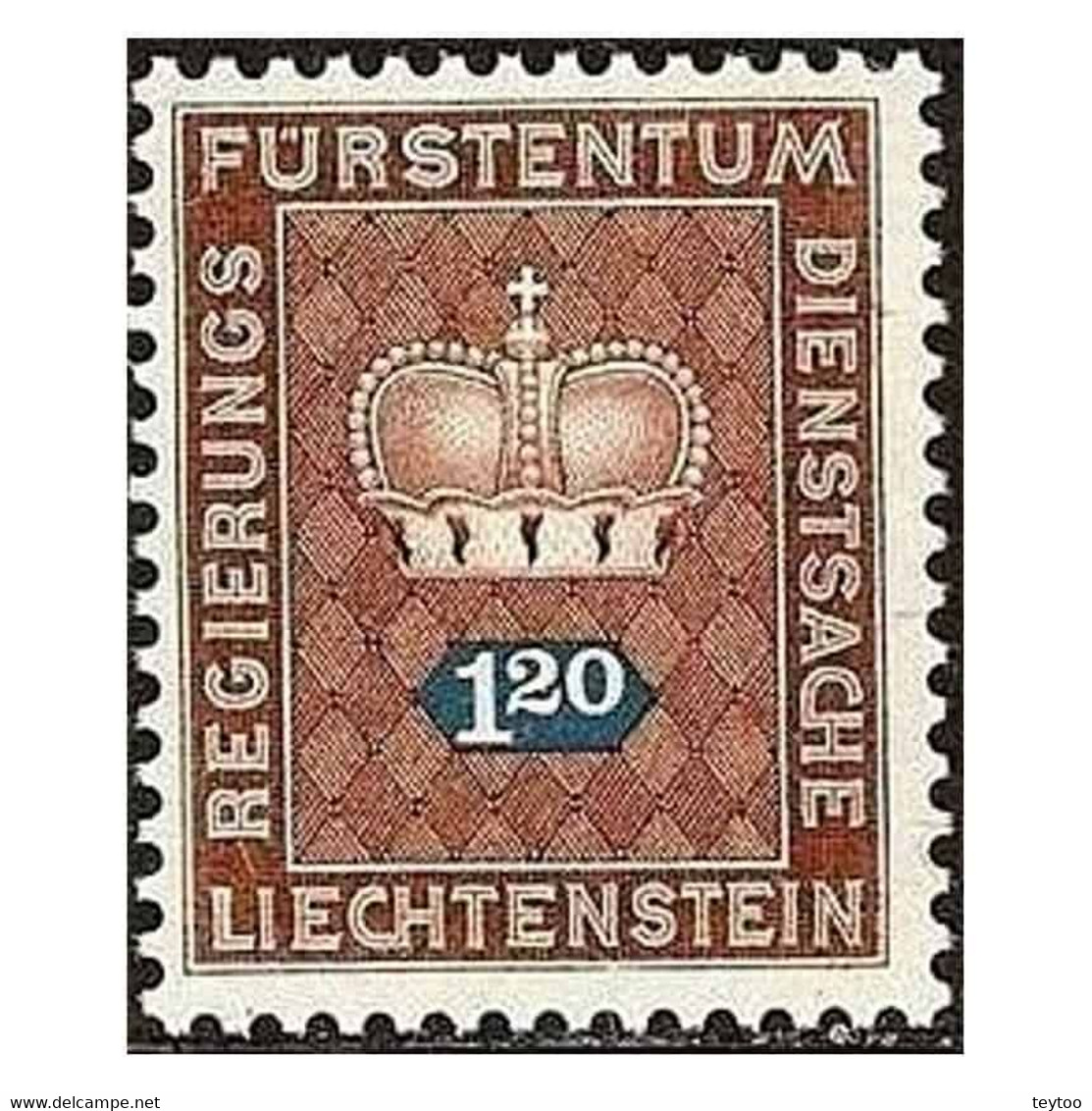 C1347/ Liechtenstein 1968. Corona, 1,20 F (MNH)** - SCOTT O57 - Service