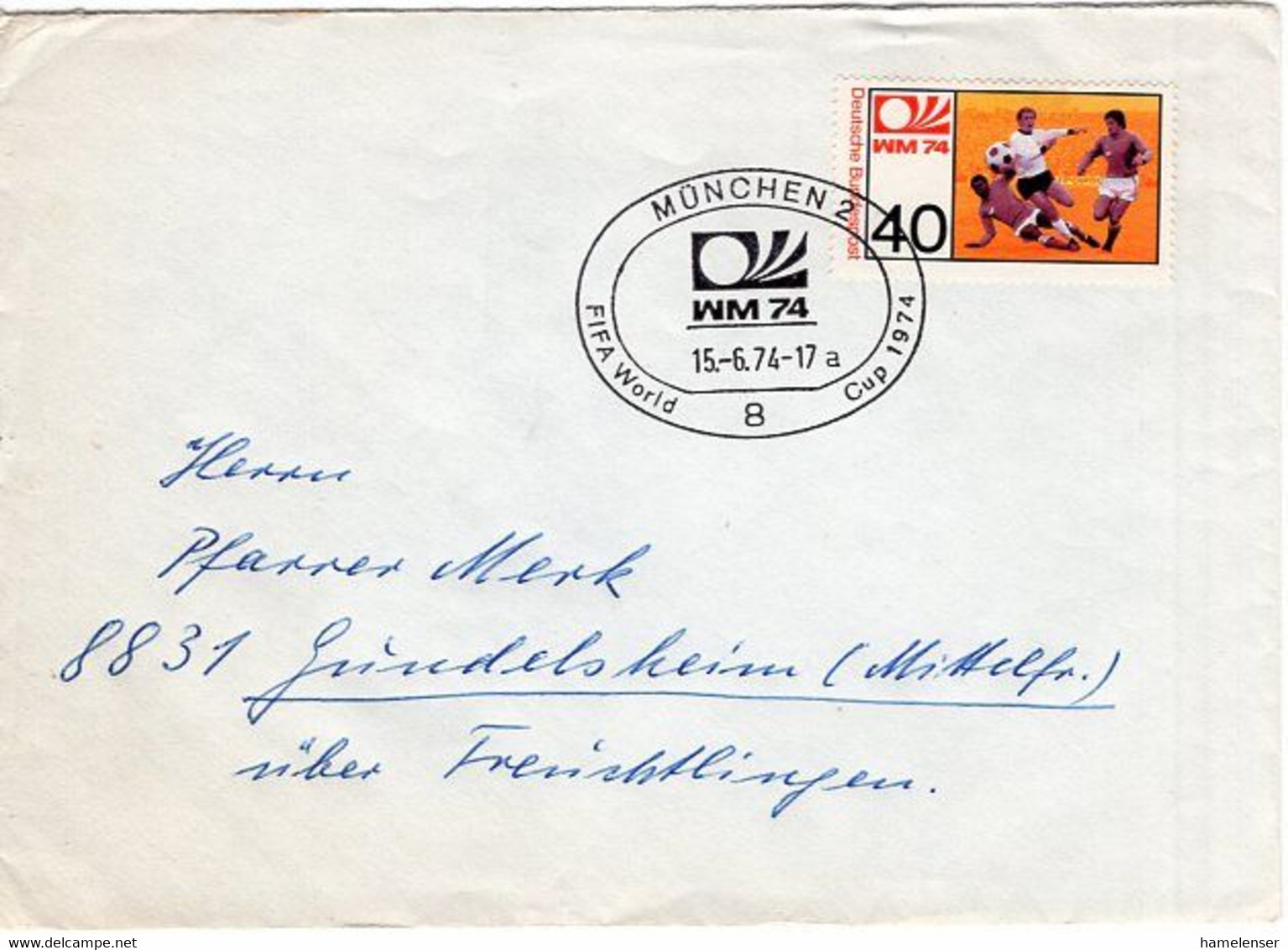 54281 - Bund - 1974 - 40Pfg Fussball-WM EF A Bf M SoStpl MUENCHEN - FIFA WORLD CUP 1974 -> Gundelsheim - 1974 – Alemania Occidental