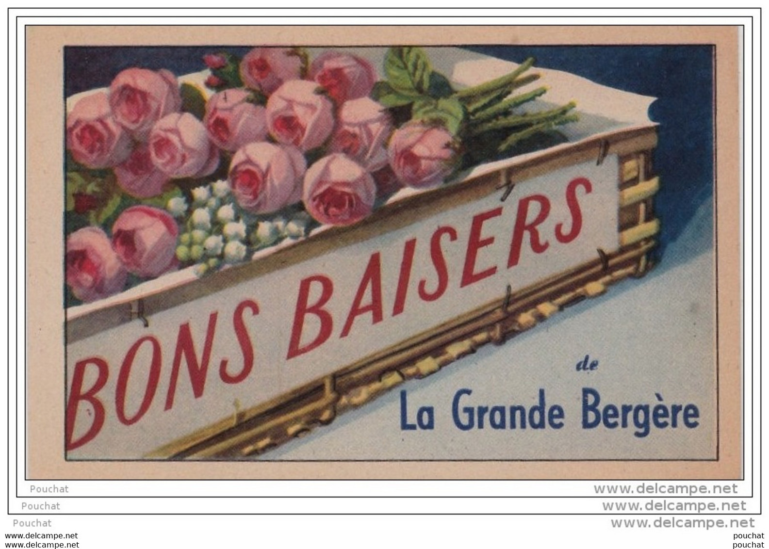 63) LA GRANDE BERGERE - BONS BAISERS  (CARTE FANTAISIE AVEC  FLEURS TULIPES ET GUI - 2 SCANS) - Other & Unclassified
