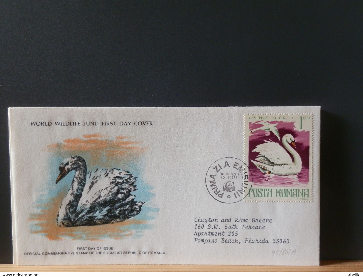 93/802A FDC  ROUMANIA OBL. WWF - Swans