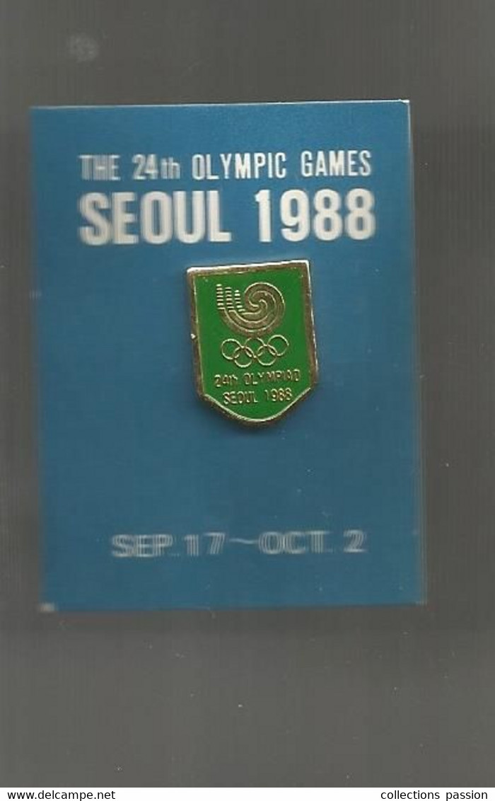 Pin's Dans Emballage D'origine, Sports, THE 24 Th OLYMPIC GAMES,SEOUL 1988, By Eden Arts, Frais Fr 1.65 E - Olympische Spiele