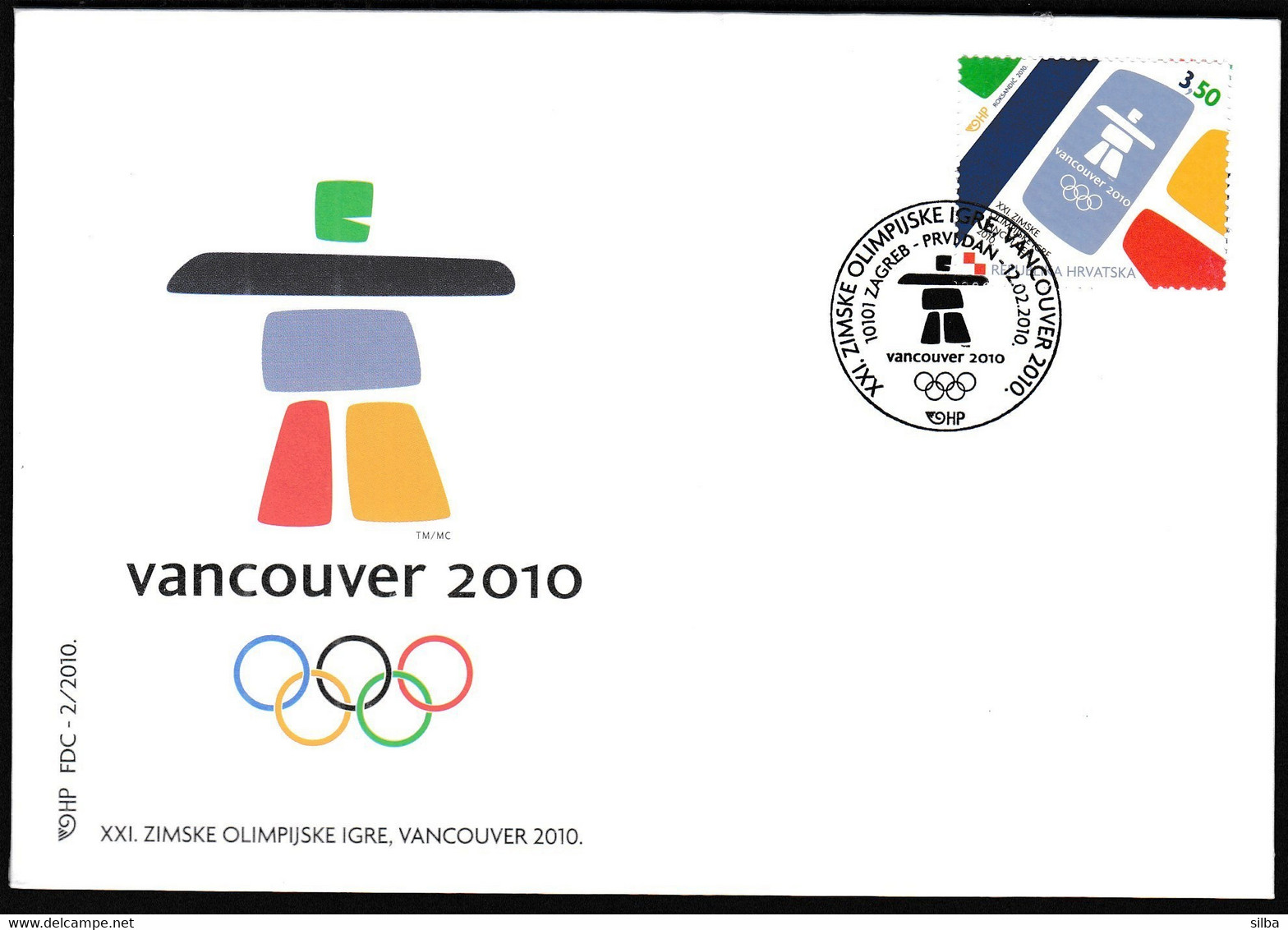 Croatia Zagreb 2010 / Olympic Games Vancouver / FDC - Invierno 2010: Vancouver