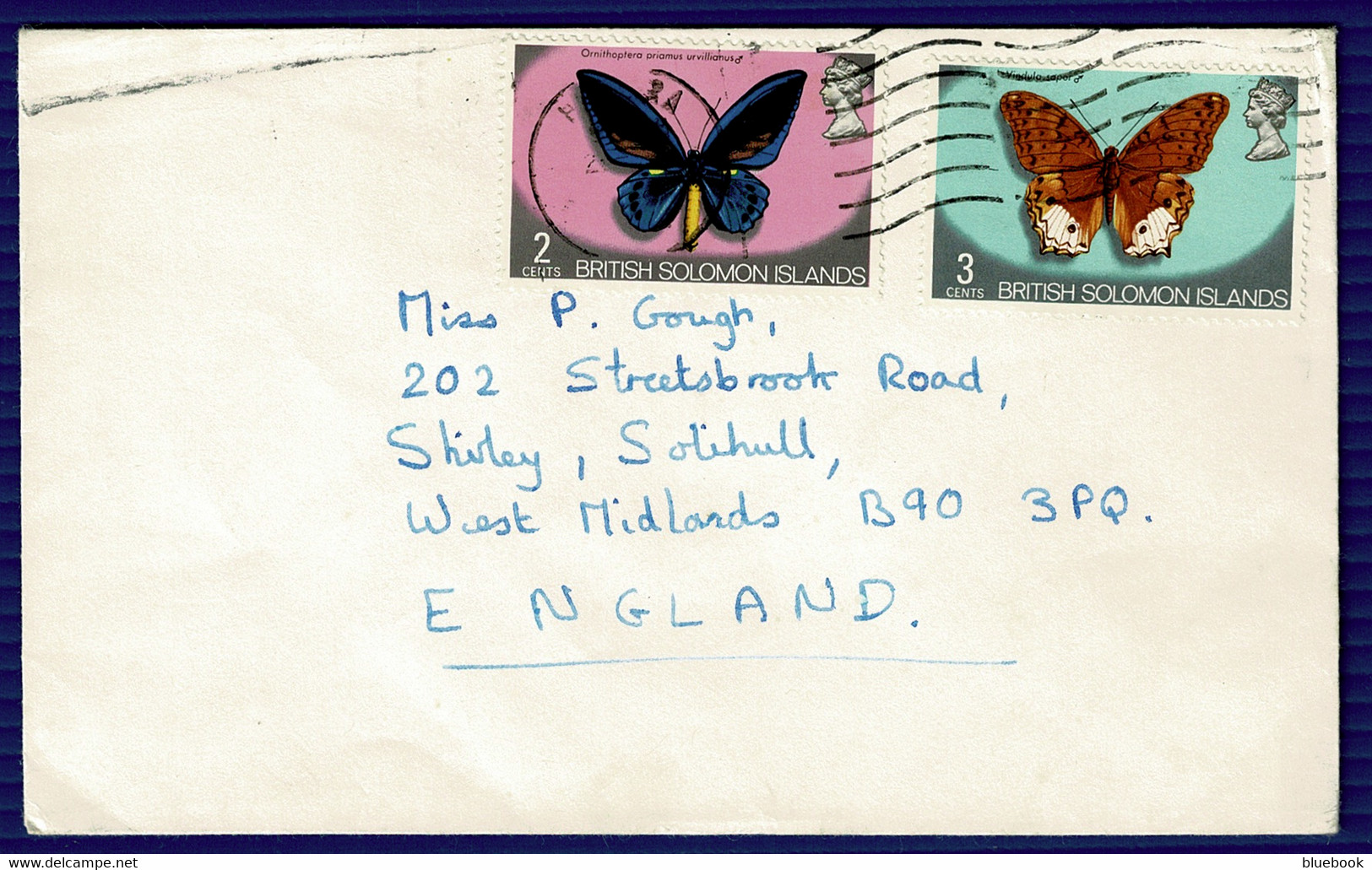 Ref 1564 -  C. 1972 Cover - British Solomon Islands 5c Rate To Solihull UK - Butterflies Insects - British Solomon Islands (...-1978)
