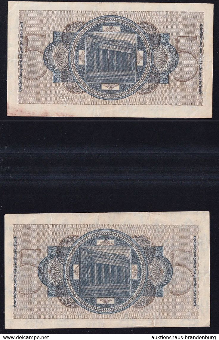 2x 5 Reichsmark 1939 O.A. - Serie J Mit KN 7- + 8-stellig - Reichskreditkassen (ZWK-4a, B) - Sonstige & Ohne Zuordnung