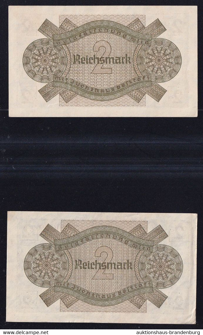 2x 2 Reichsmark 1939 O.A. - KN 7- + 8-stellig - Reichskreditkassen (ZWK-3a, B) - Autres & Non Classés