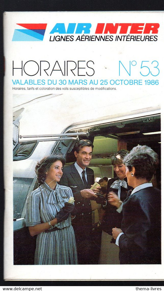 (aviation) AIR INTER   Horaire N°53, 1986   (PPP39067) - Europe