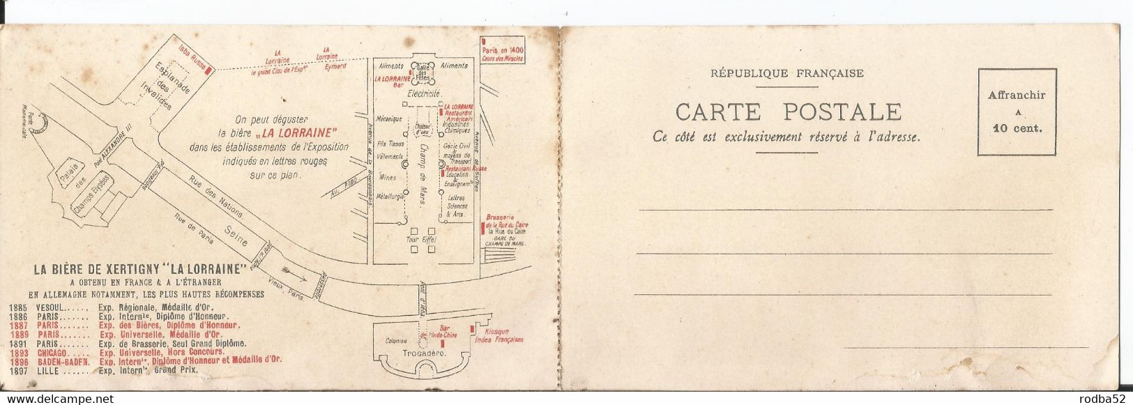 CPA Publicitaire Double - Bière - La Lorraine à Xertigny - Champion Trivier - Brasseries Vosges - Xertigny