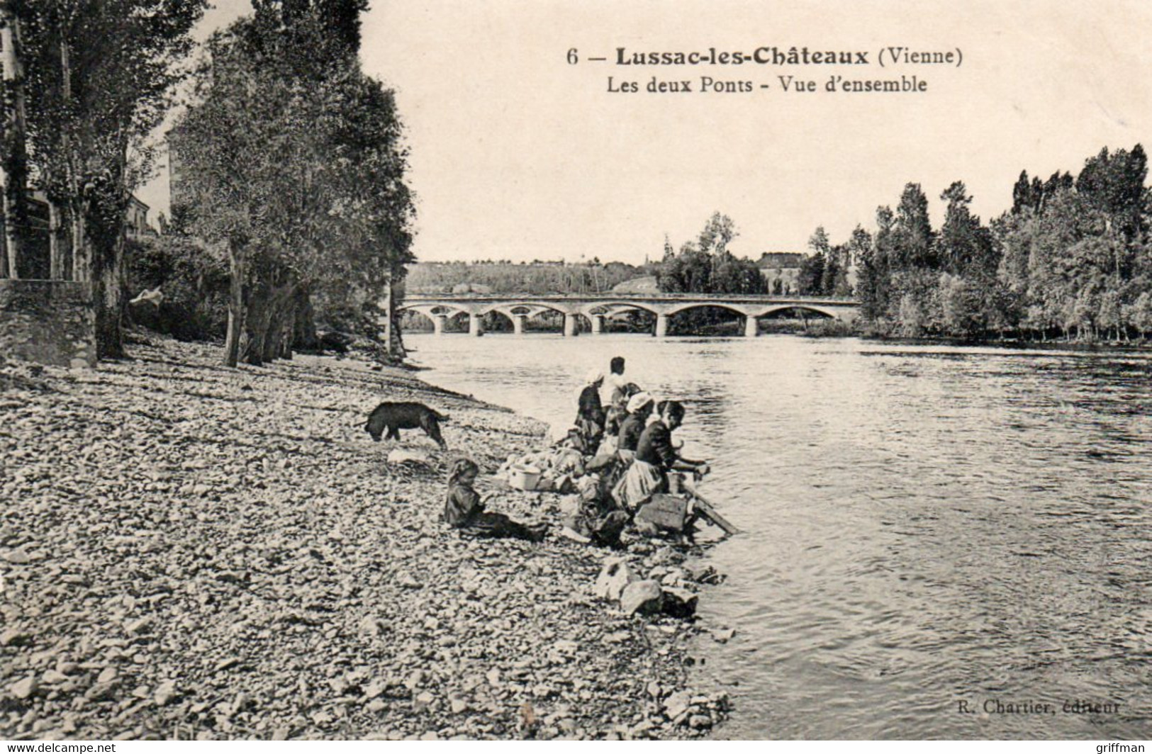 LUSSAC LES CHATEAUX LES DEUX PONTS LAVANDIERES VUE D'ENSEMBLE 1909 TBE - Lussac Les Chateaux