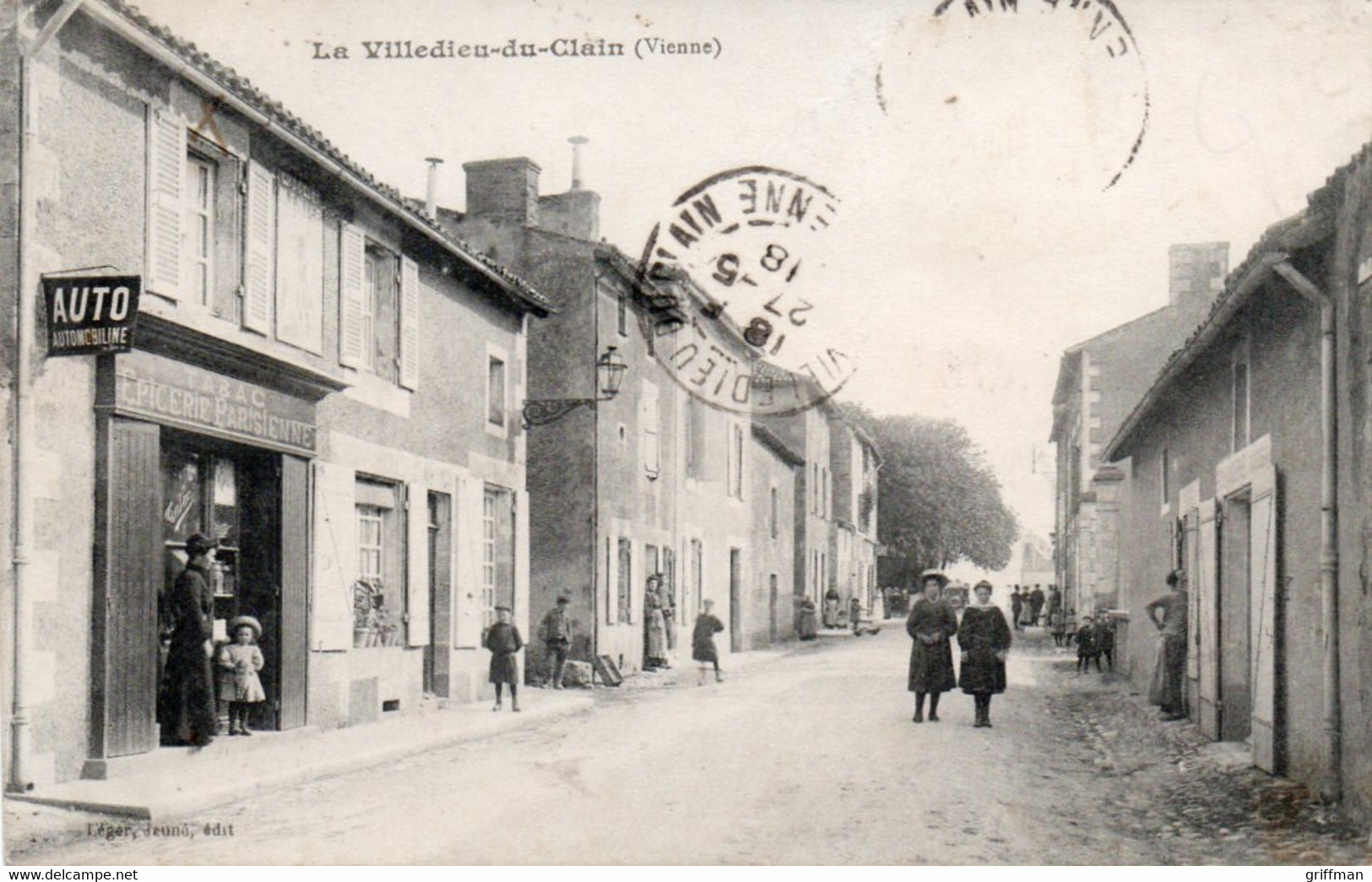 LA VILLEDIEU DU CLAIN RUE PRINCIPALE TABAC EPICERIE PARISIENNE 1918 TBE - La Villedieu Du Clain