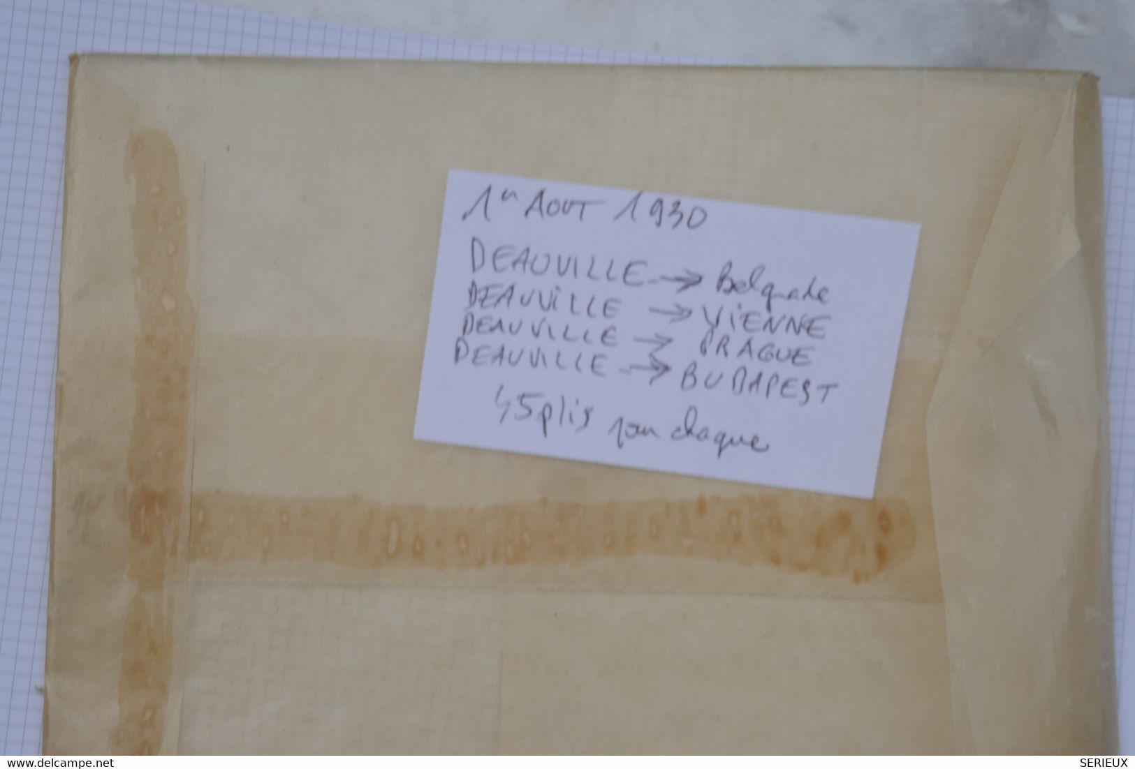 BD9 FRANCE BELLE LETTRE RECOM.  RRR 1930 DEAUVILLE A BELGRADE YOUGOSLAVIE +PAIRE B.I.T +AEROPHILATELIE+++AFFR. PLAISANT - 1927-1959 Lettres & Documents