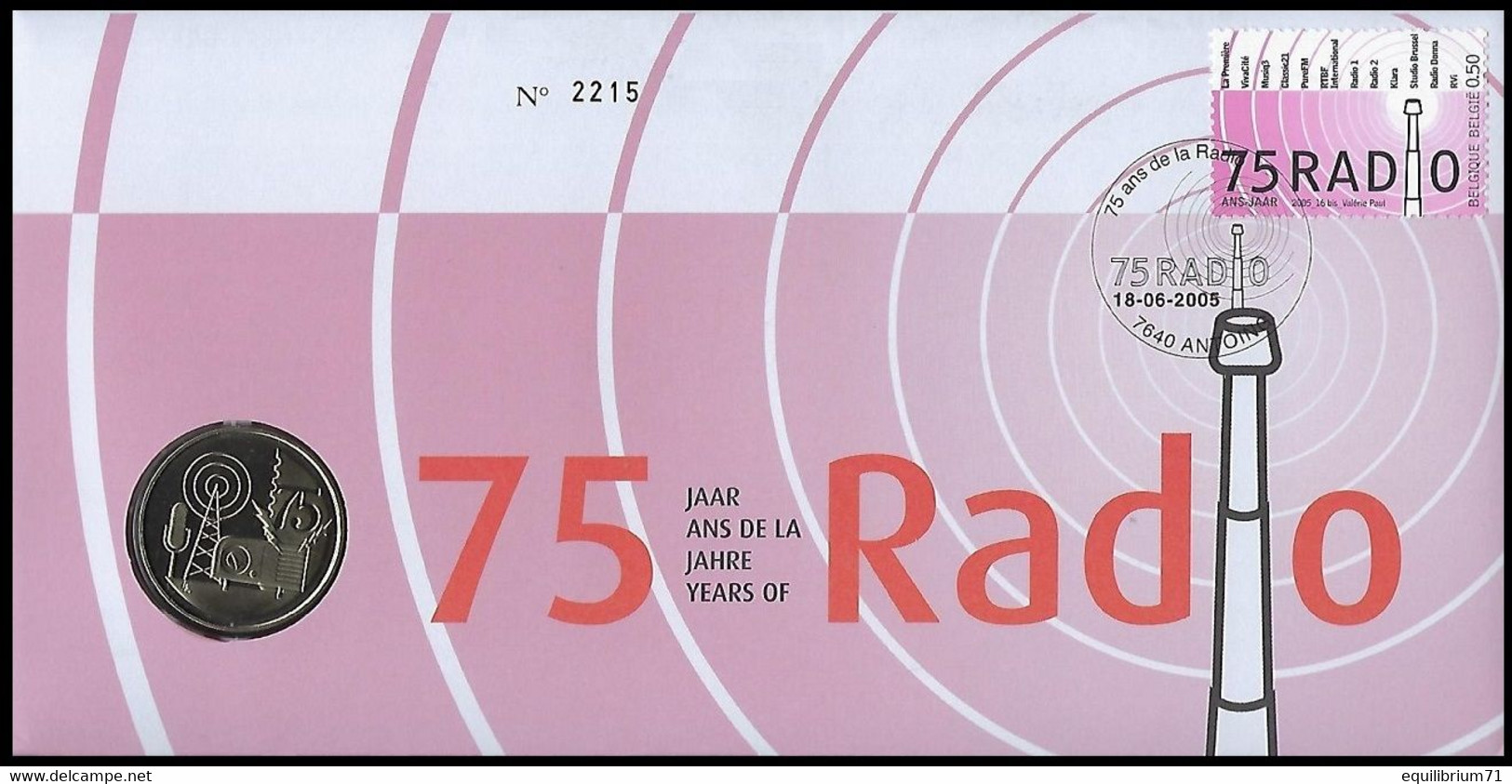 NUMISLETTER 3415° - 75 Ans De La Radio / 75 Jaar Radio / 75 Jahre Radio / 75 Years Of Radio - BELGIQUE / BELGIË - Numisletter