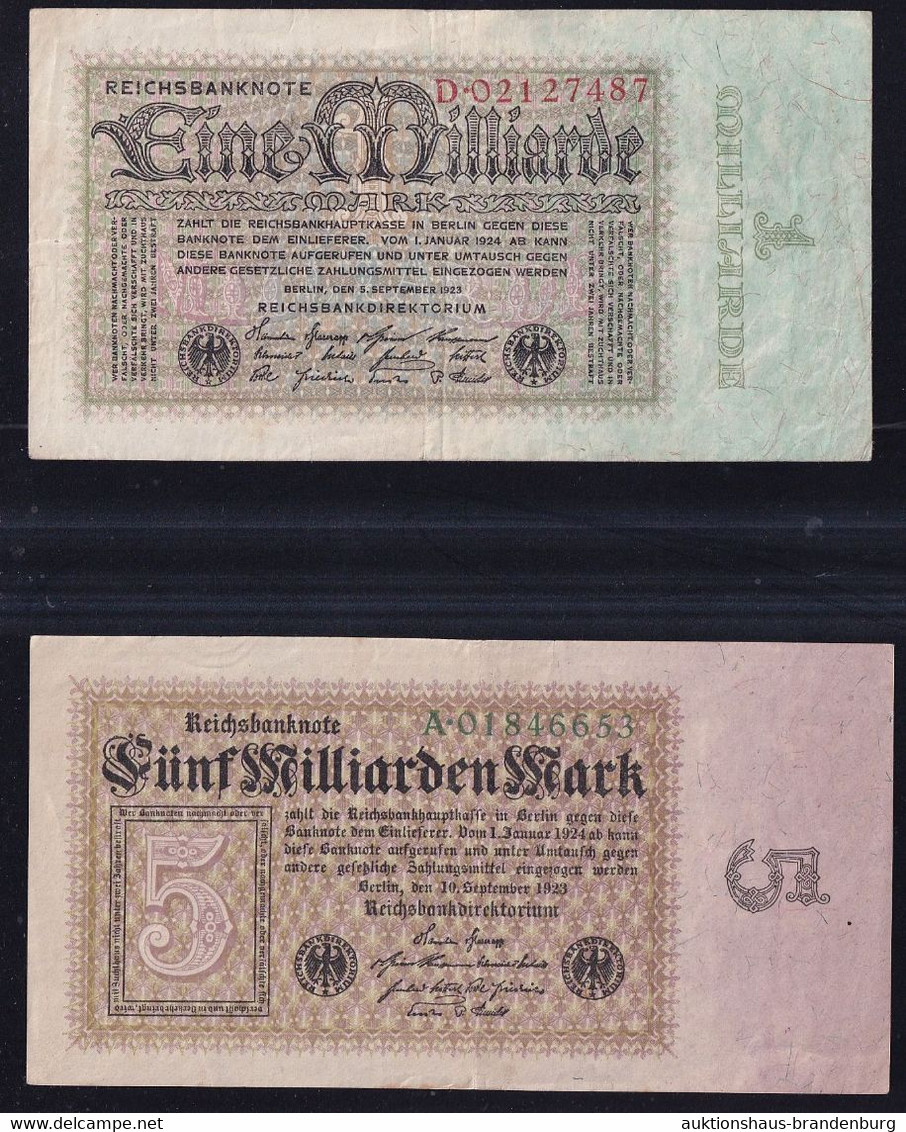 1 Mrd. + 5 Milliarden Mark 5./10.9.1923 - Reichsbank (DEU-131a, 132a) - Sammlungen