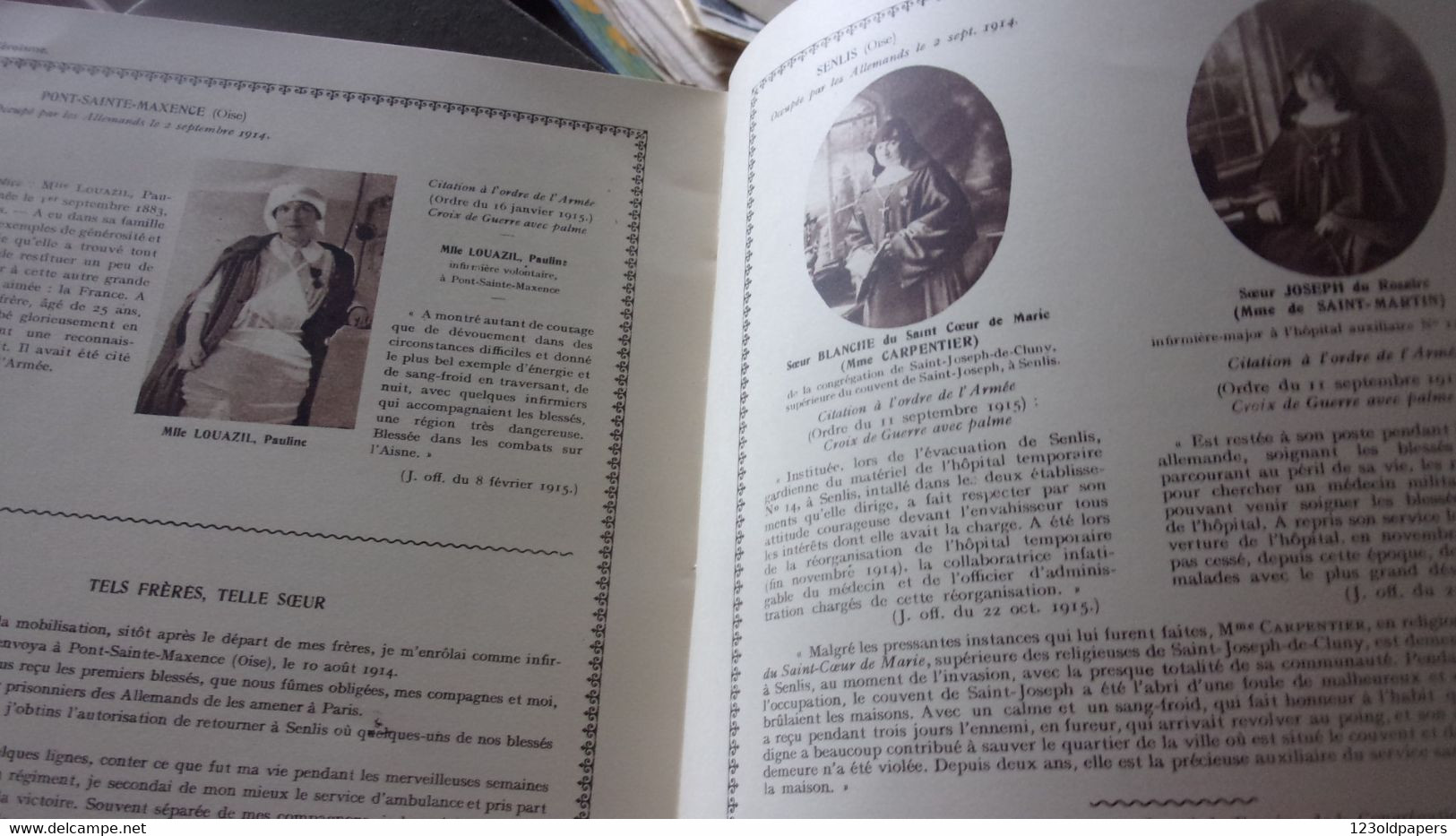 ♥️ ♥️TRES RARE 1919 Au service de la France. Les décorées de la Grande Guerre  Léa Berard-Camourteres NOMINATIF LIEUX