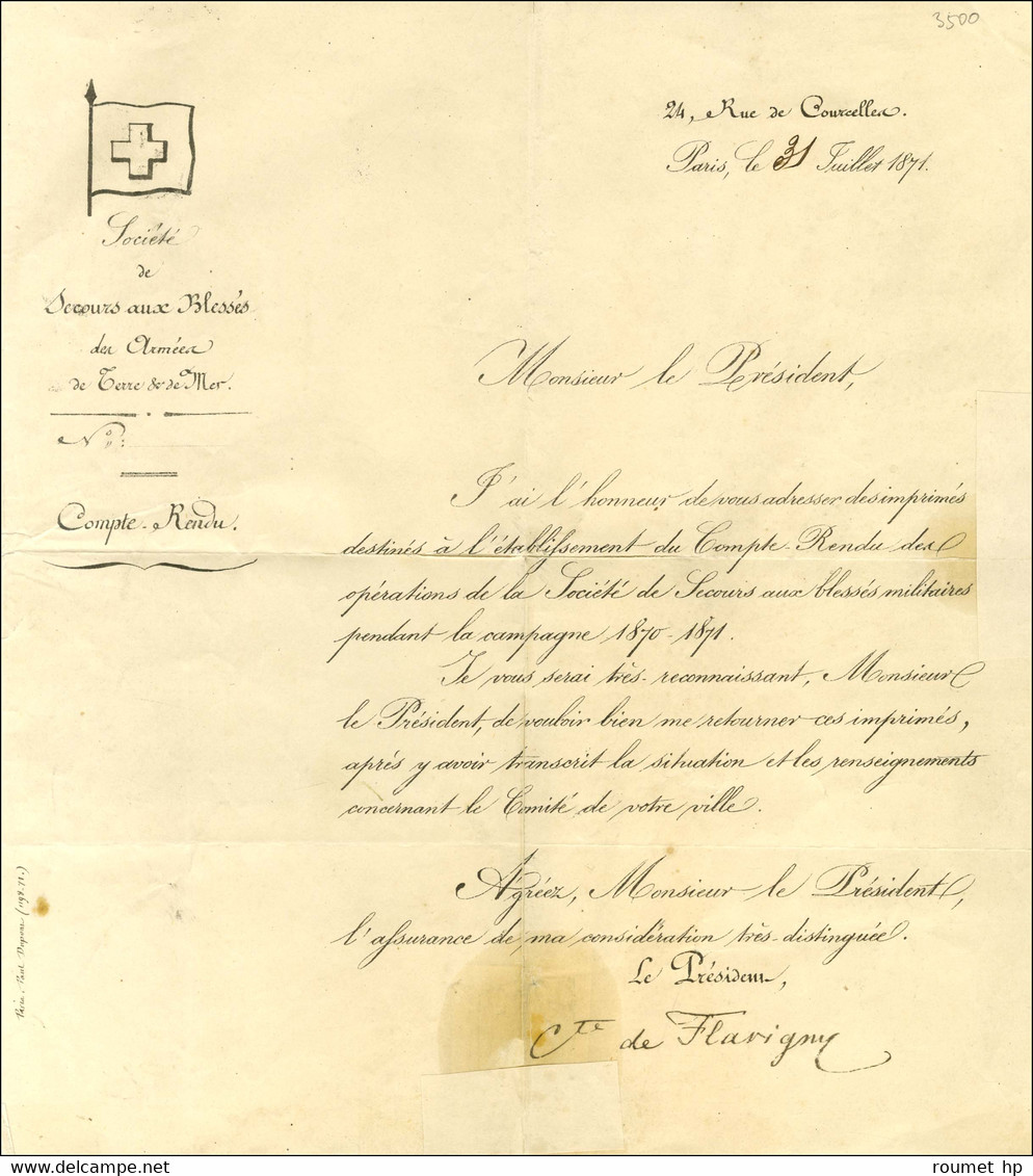 Càd GISORS (26) 11 SEPT. 71 / N° 19 (7) Sur Imprimé De La Société De Secours Aux Blessé Signé Flavigny. - TB. - R. - 1862 Napoleon III