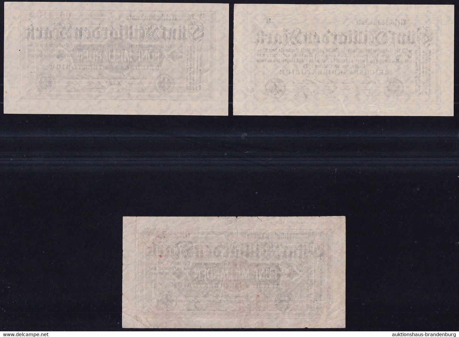 3x 5 Milliarden Mark 20.10.1923 - FZ B + V - Reichsbank (DEU-145c, E) - 5 Miljard Mark