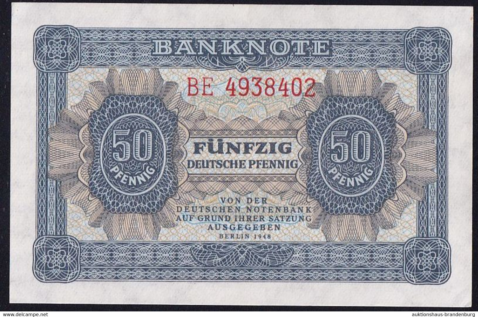 DDR: 50 Pfennig 1948 - Serie BE - Notenbank (DDR-1b) - 50 Deutsche Pfennig