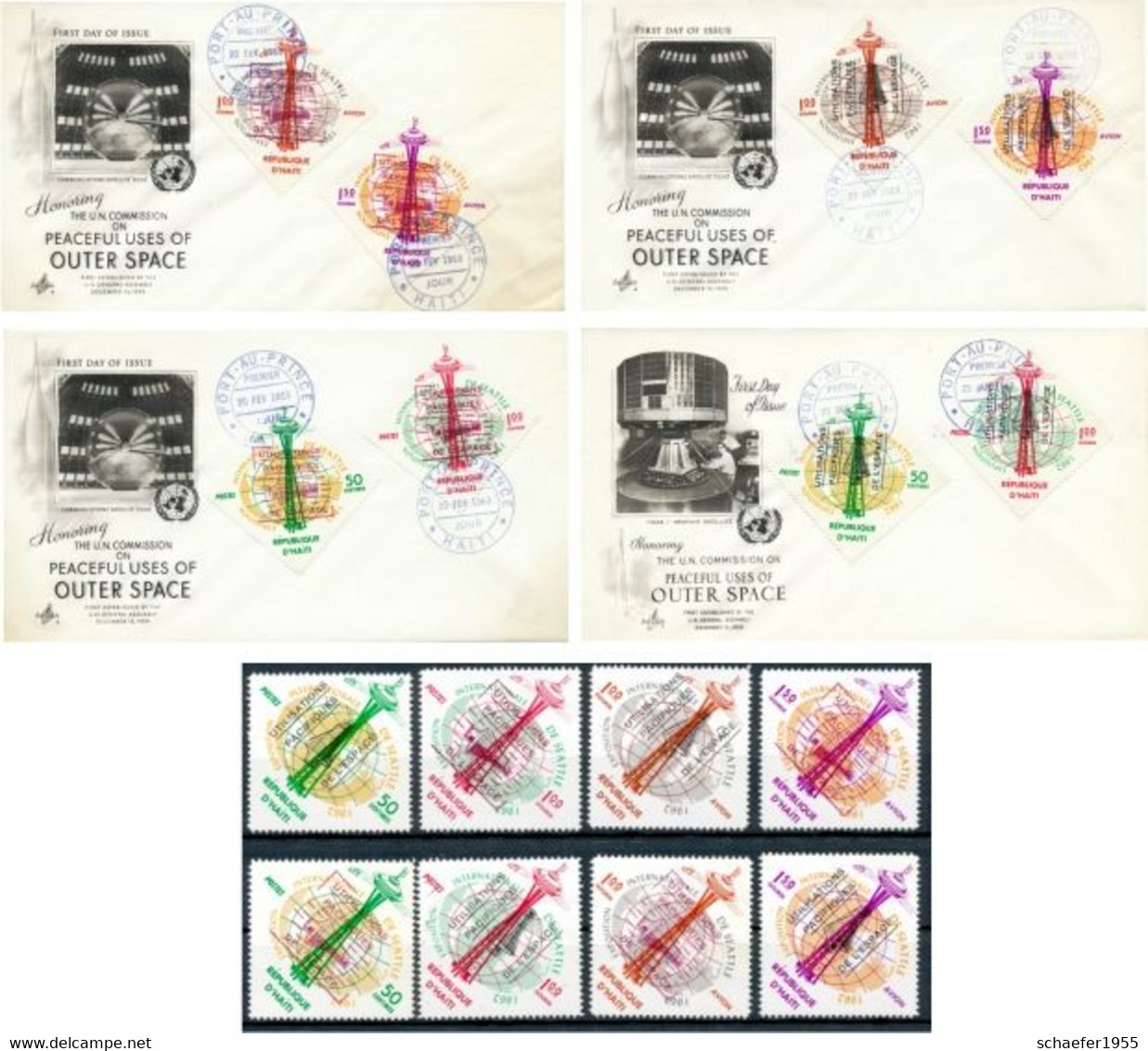 Haiti 1963 Internationale Exposition 4x FDC Overp. Perf. + Stamps Overp. Perf. - Oceanía