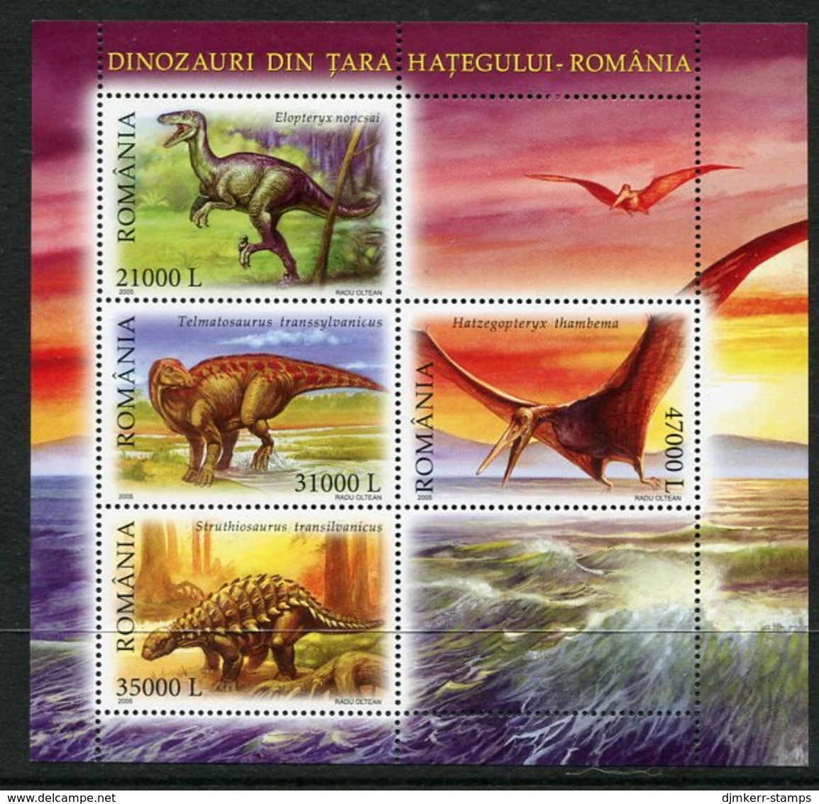 ROMANIA 2005  Prehistoric Creatures Block MNH / **.  Michel Block 350 - Blocchi & Foglietti