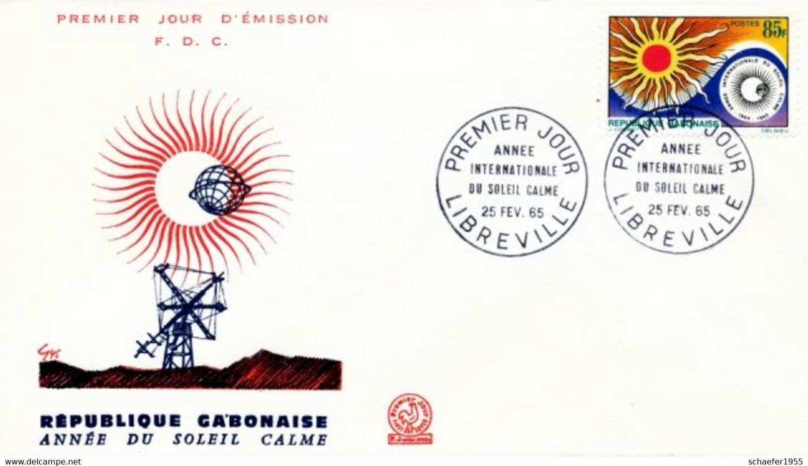 Gabon, Gabun 1965 Soleil Calme FDC + Stamp Perf. - Afrika