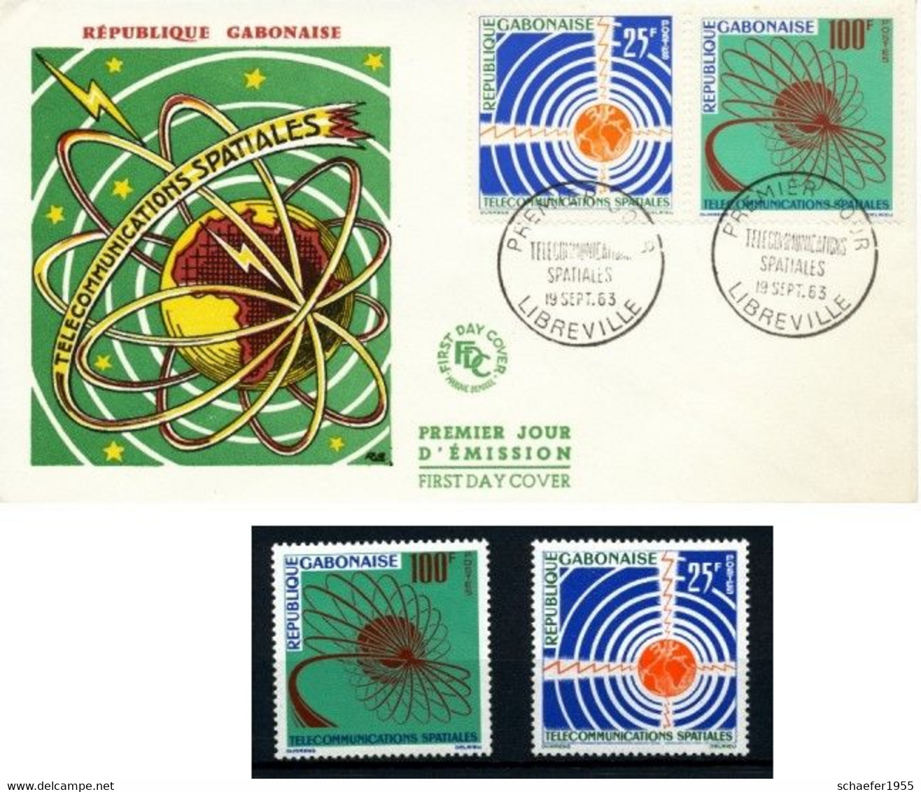 Gabon, Gabun 1963 Telecommunication FDC + Stamps Perf. - Africa