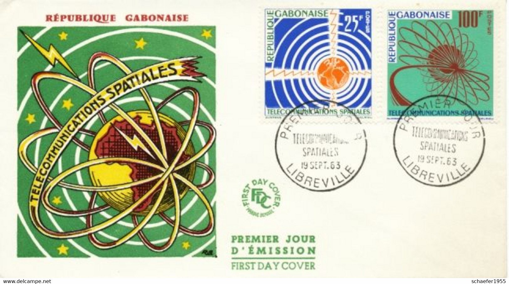Gabon, Gabun 1963 Telecommunication FDC + Stamps Perf. - Afrique