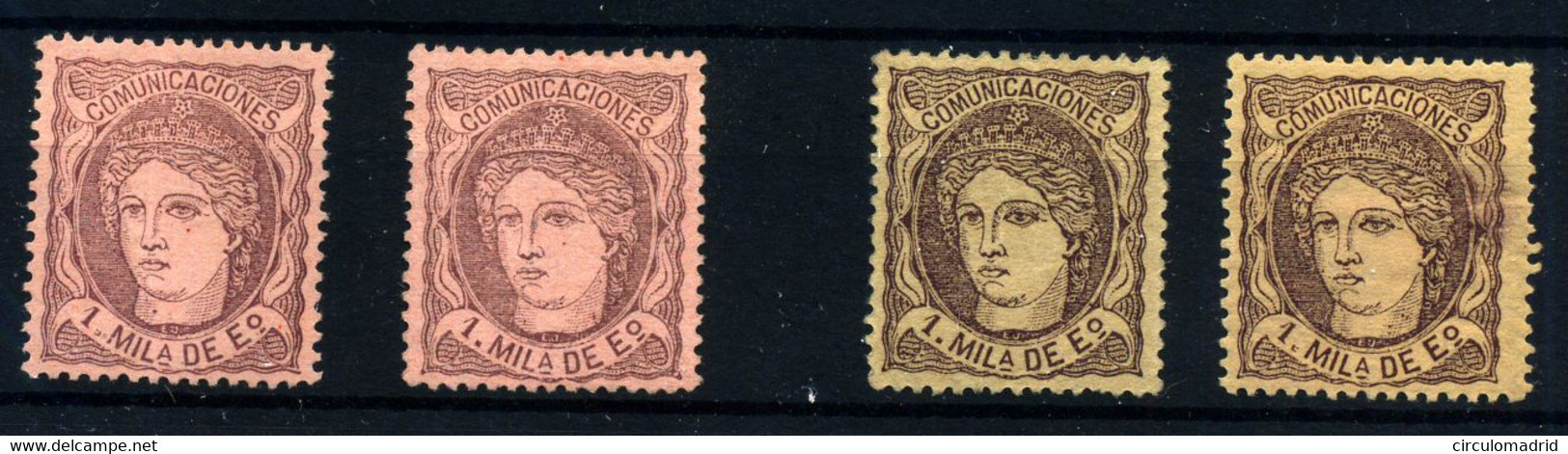 España Nº 102*, 102b*, 102c*. Año 1870 - Unused Stamps