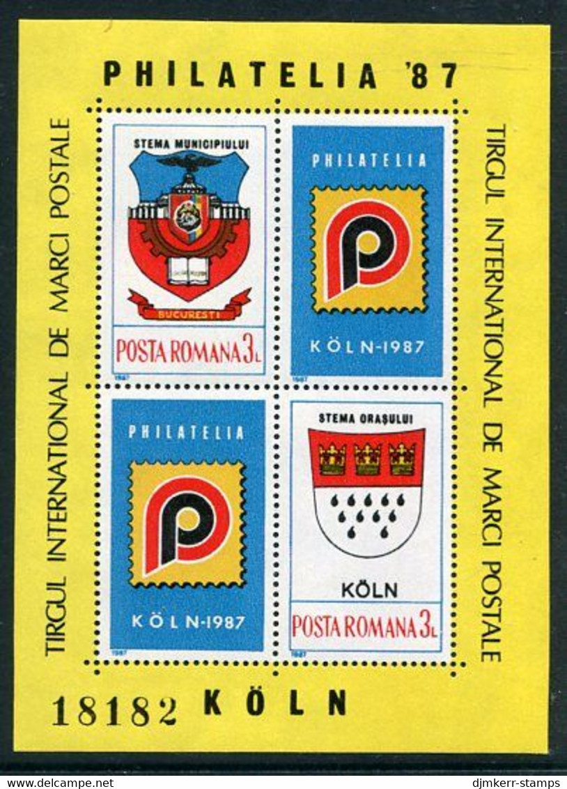 ROMANIA 1987 PHILATELIA '87 Exhibition Block MNH/**.  Michel Block 237 - Ungebraucht