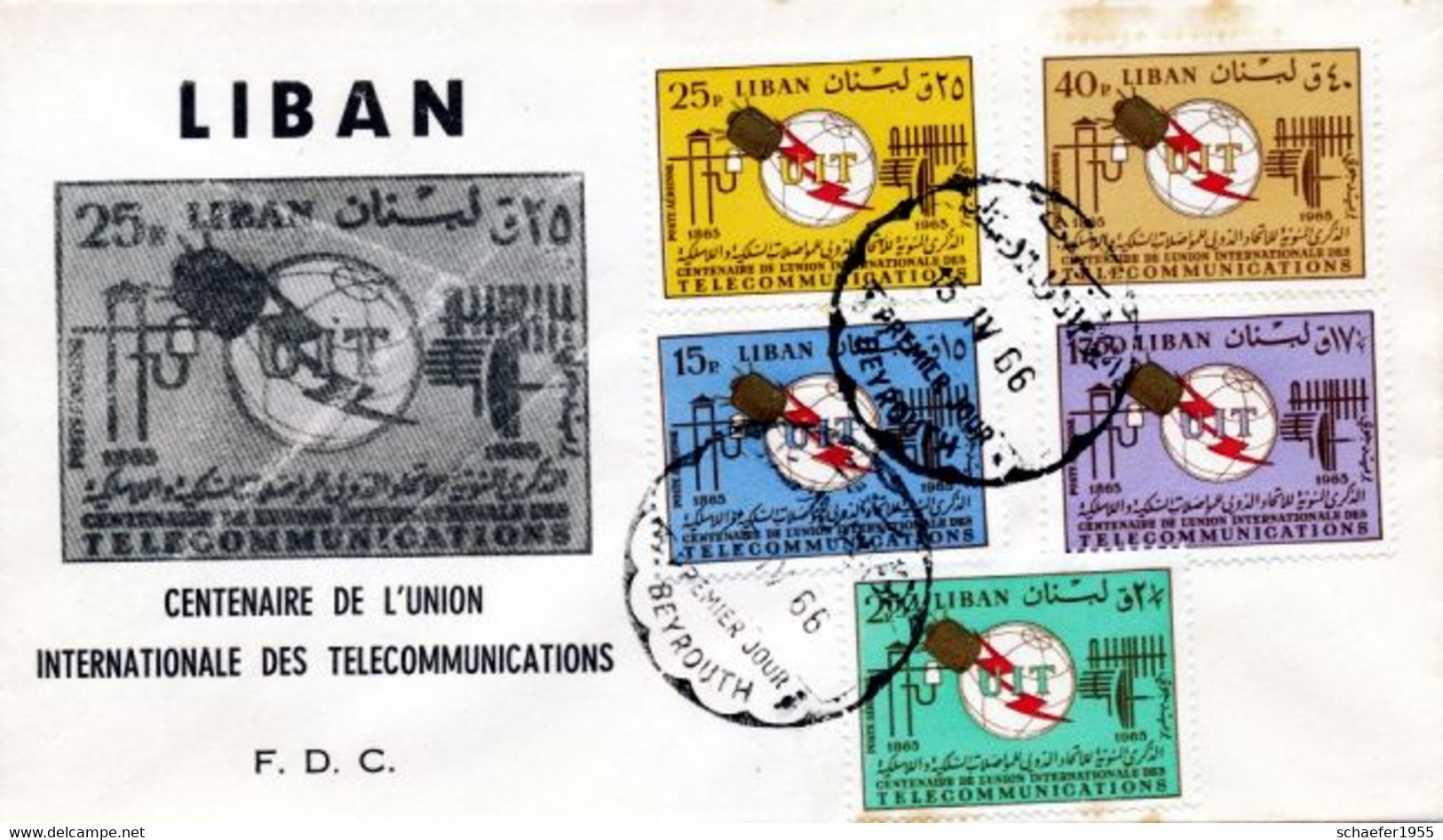 Liban, Libanon 1966 UIT FDC + Stamps Perf. - Azië