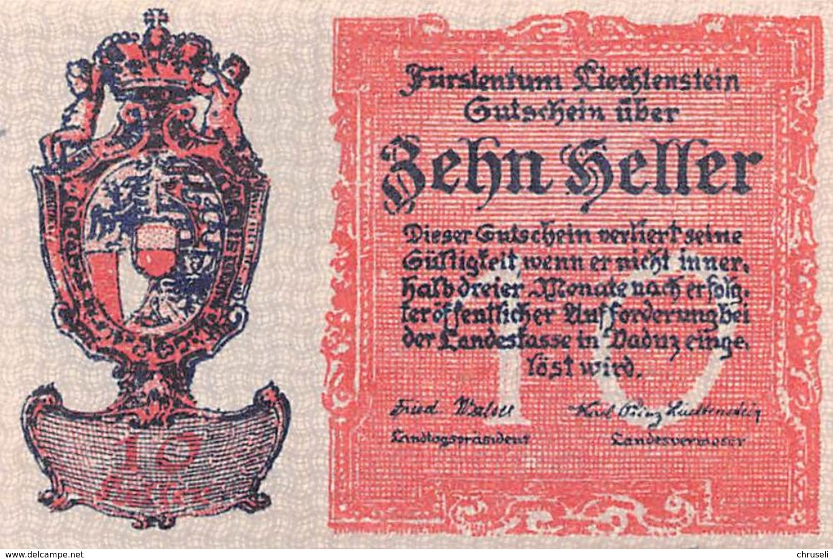 Fürstentum Liechtenstein Notgeld Lot Serie A 3 Noten - Liechtenstein