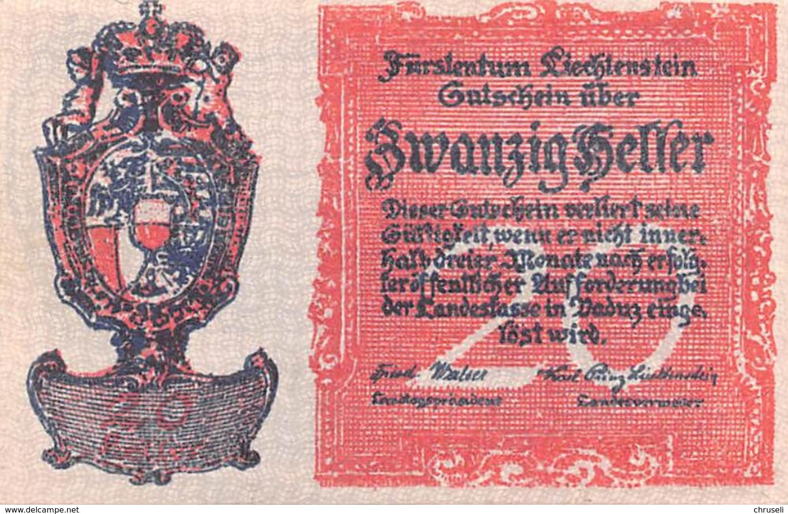 Fürstentum Liechtenstein Notgeld Lot Serie A 3 Noten - Liechtenstein