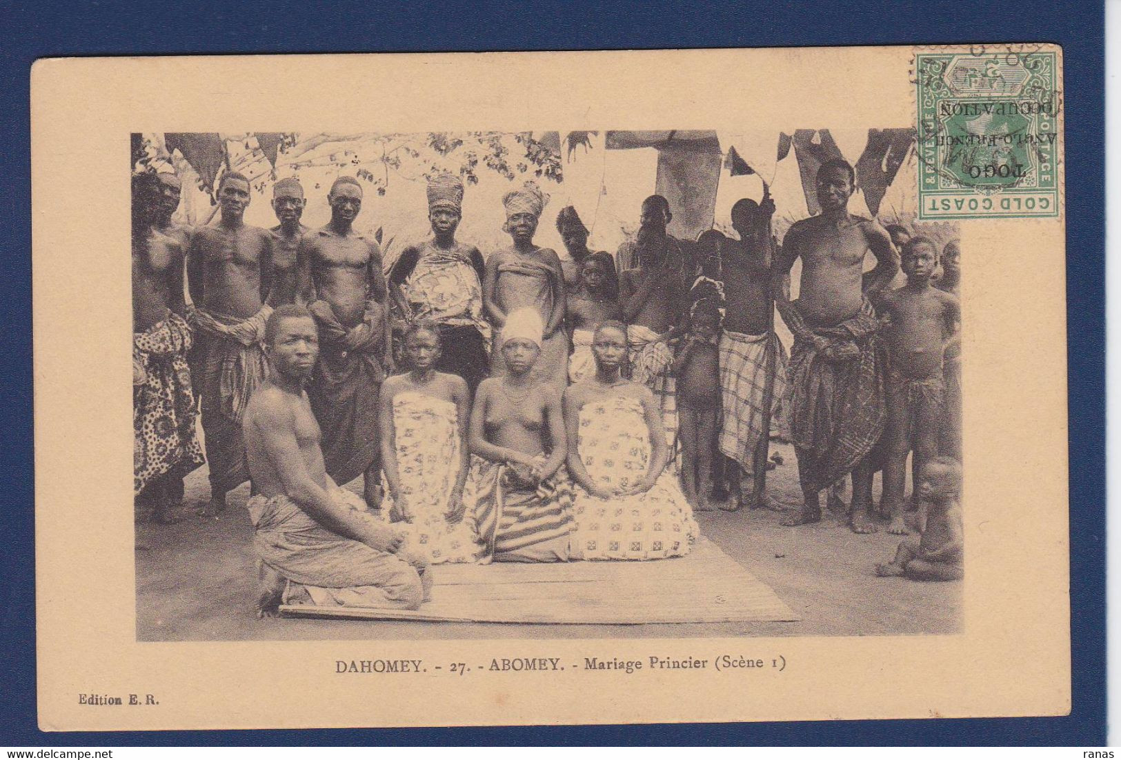 CPA Afrique Noire Roi Royalty Ethnic écrite Dahomey Nu Féminin Nude - Non Classés