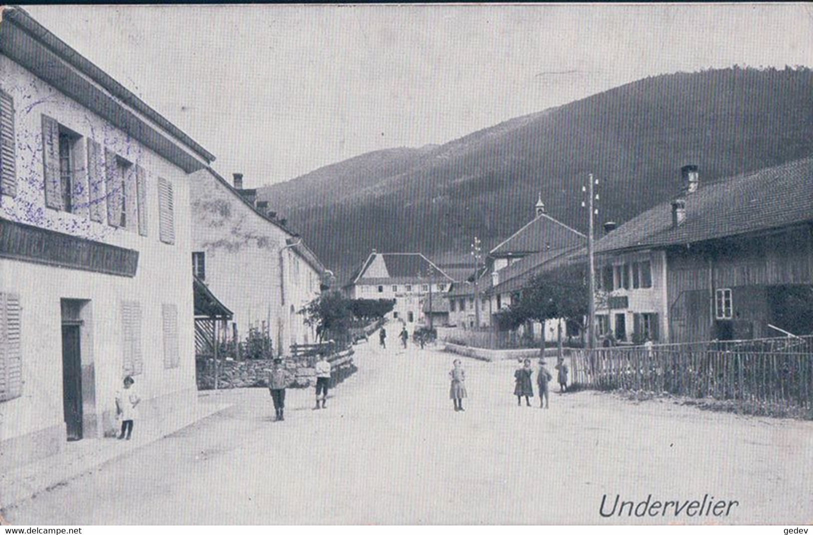 Undervelier  JU, Rue Animée, Hôtel Des Voyageurs (8.3.1917) - Undervelier