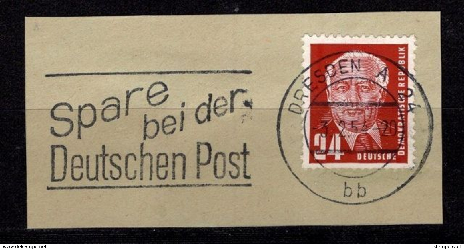 Briefstueck, Pieck, MS Spare Bei Der Deutschen Post Dresden, 1954 (10074) - Franking Machines (EMA)