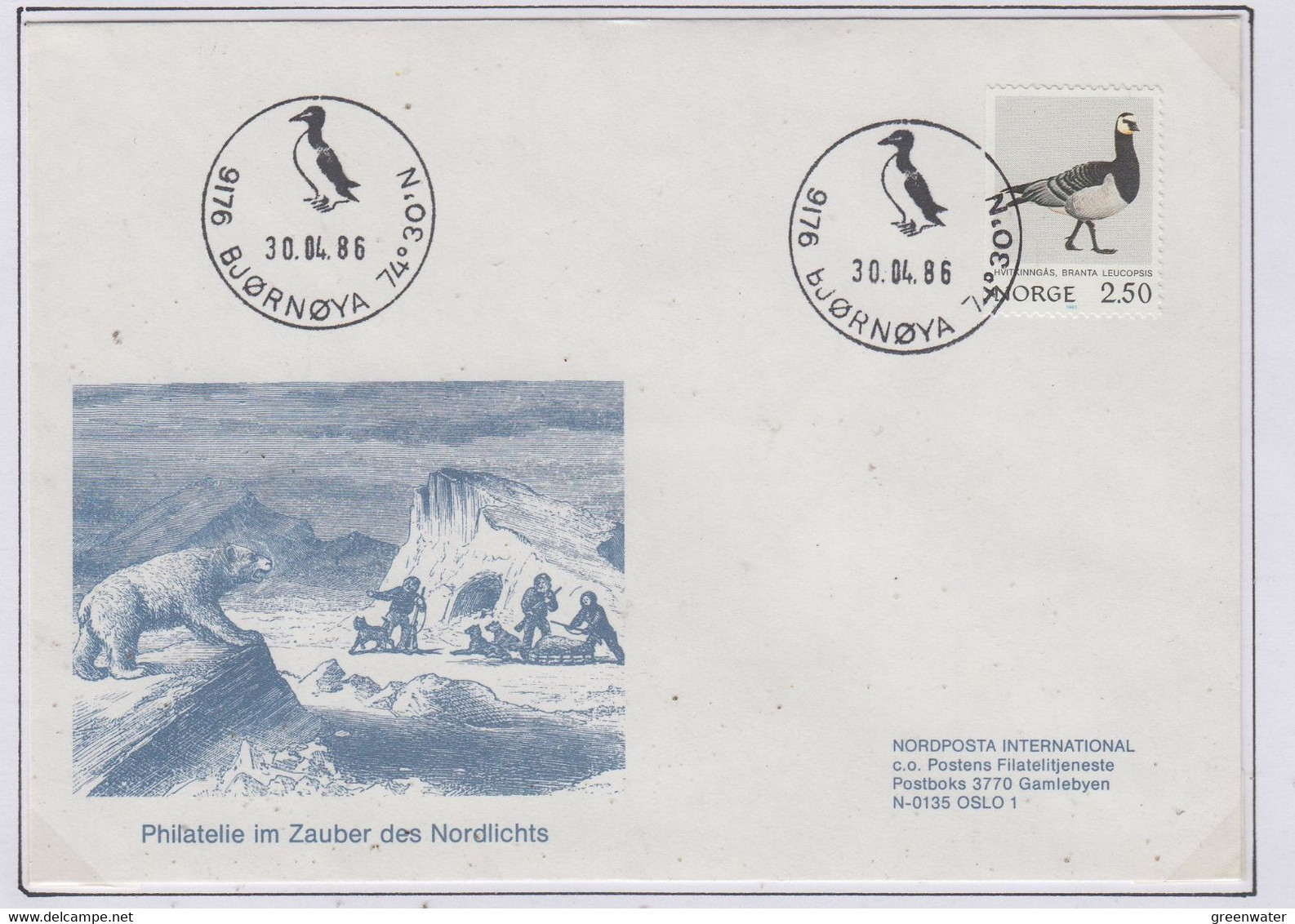 Spitsbergen 1986 Bjornoya (Bear Island) Cover Ca Bjornoya 30.04.1986 (NI151A) - Altri & Non Classificati