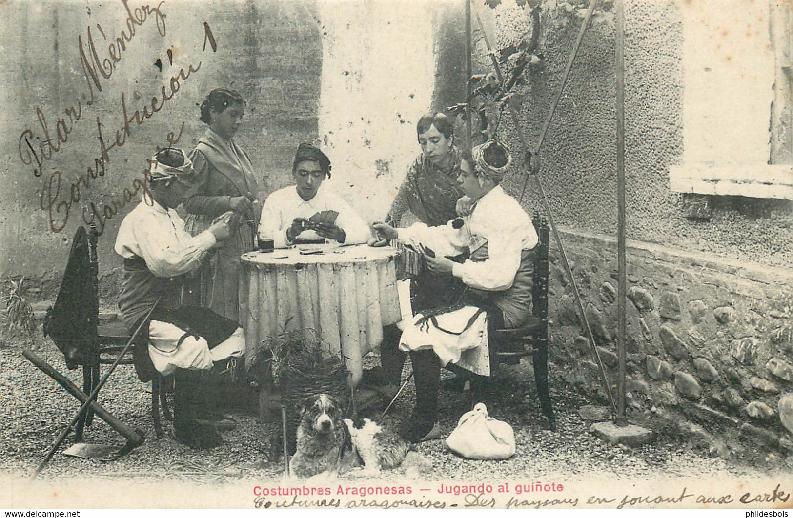 ESPAGNE  Costumbres Aragonesas Jugando Al Guinote - Autres & Non Classés