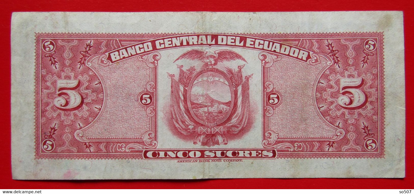 X1- 5 Sucres 1973. Ecuador - Five Sucres, Antonio Jose De Sucre, Circulated Banknote - Equateur