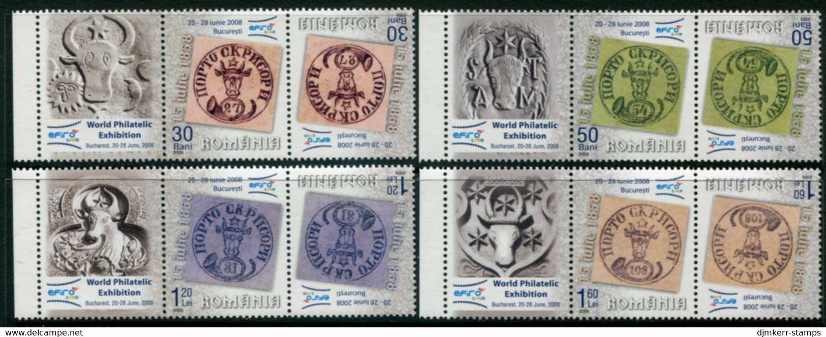 ROMANIA 2006 EFIRO Philatelic Exhibition Set Of 4 Tete-beche Pairs With Labels MNH / **.  Michel 6118-21 Kd + Zf - Nuovi